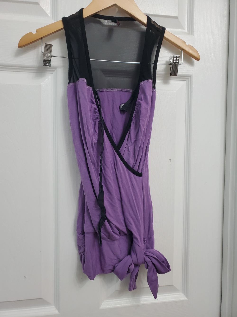 Foxy Jeans Purple Black Mesh Shirt - SIZE S